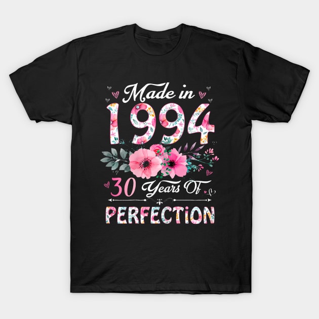 Year Old Made In 1994 Floral 30th Birthday T-Shirt by deptrai0023